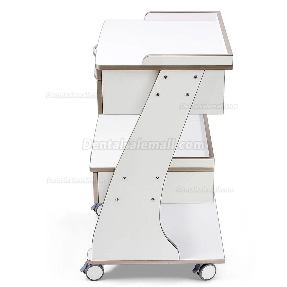 Dentech G06 Mobile Dental Storage Cabinet Dental Cart with Instrument Tray Double-Drawer